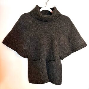 VALERIE BERTINELLI 100% Merino Wool, Grey Roll Neck Sweater, Bell Sleeves, Sz S